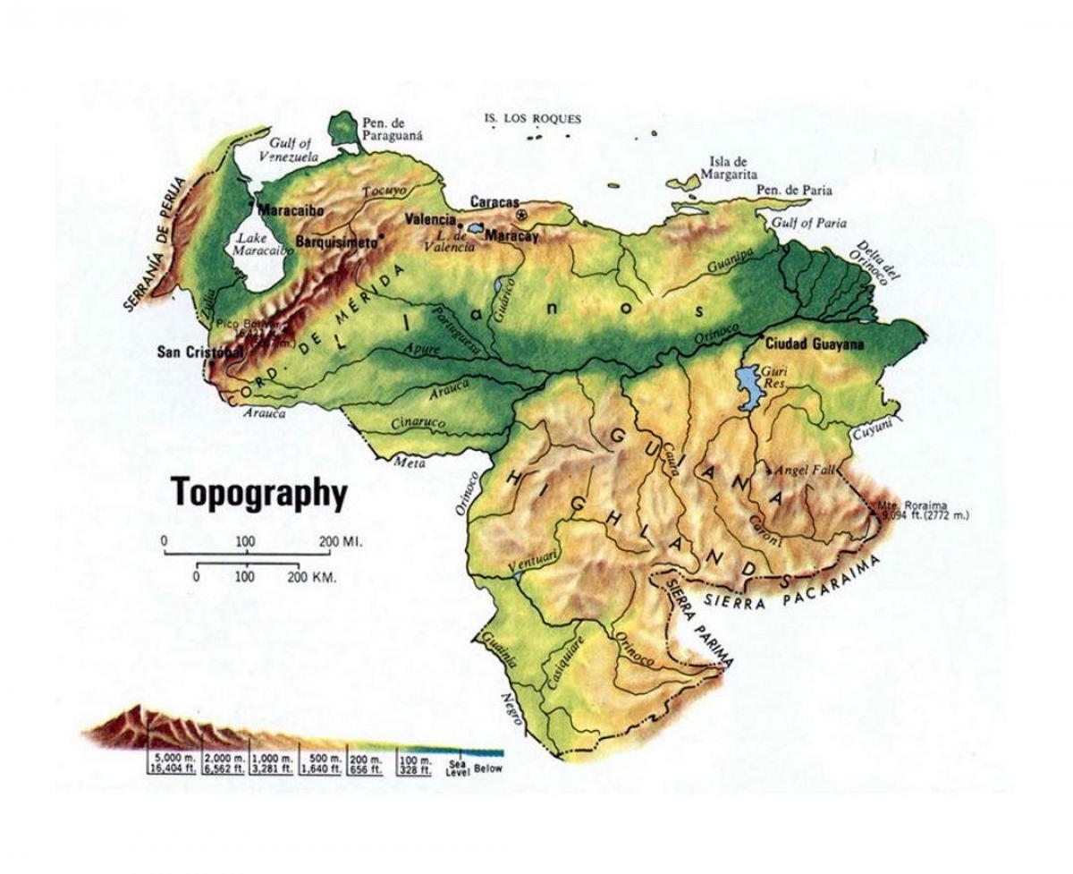 venezuela haritası topografik