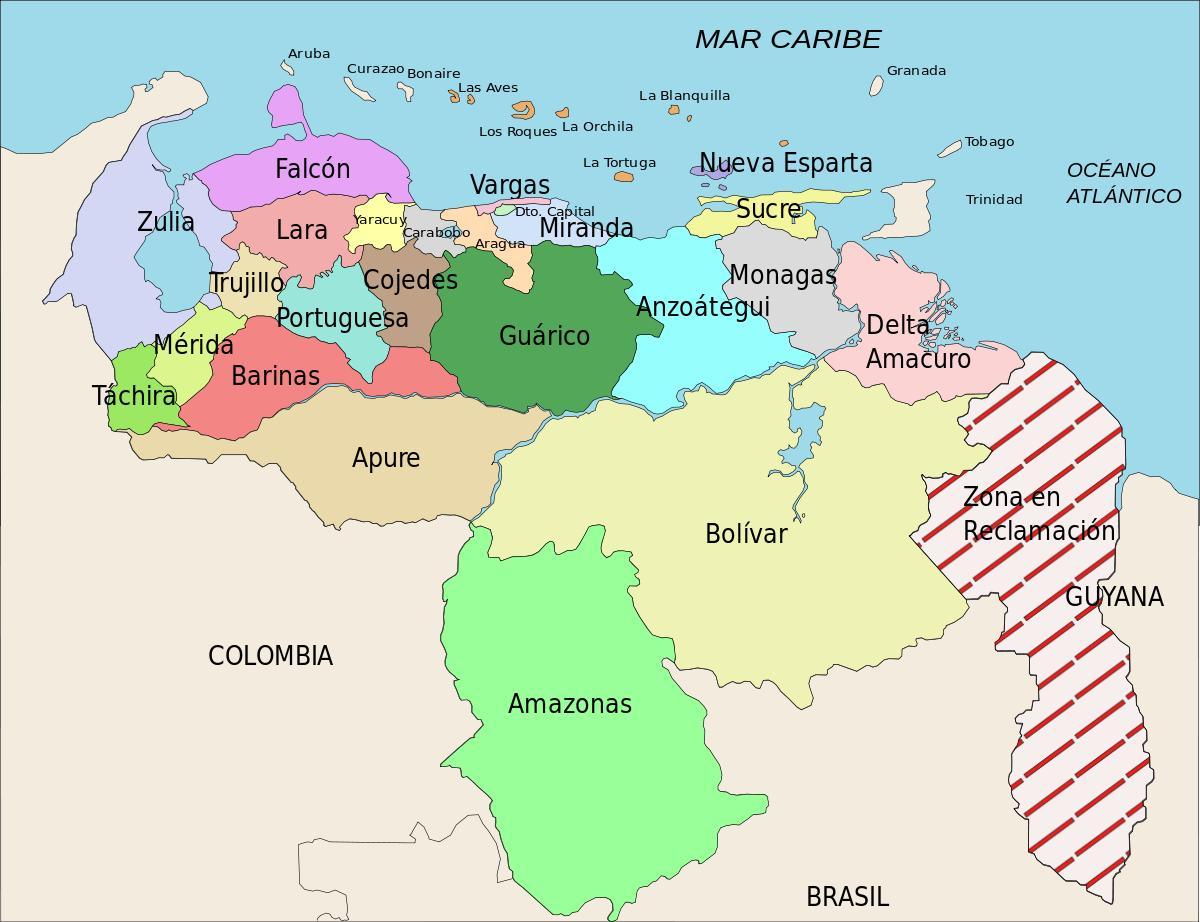 venezuela haritası Devletleri