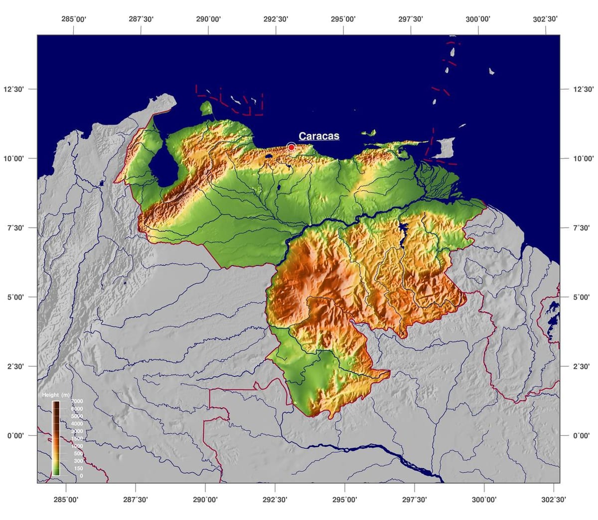 venezuela fiziki haritası göster 