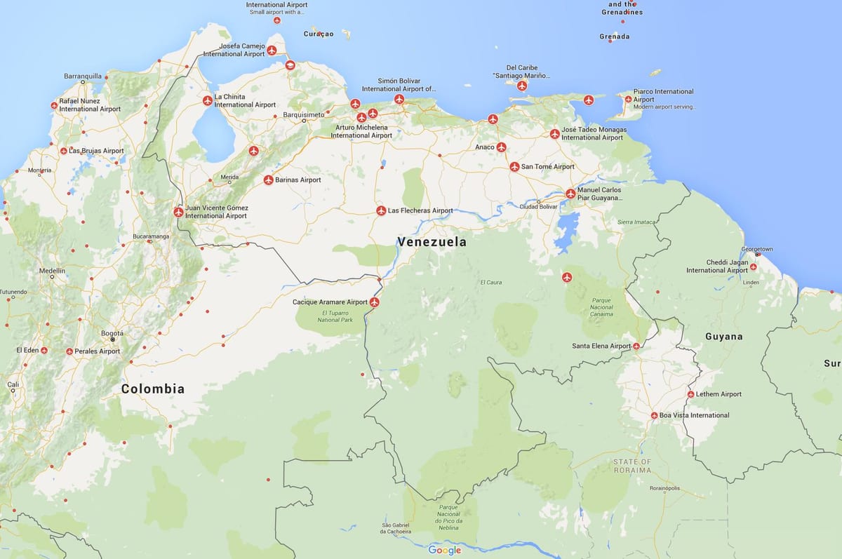venezuela haritası havaalanları