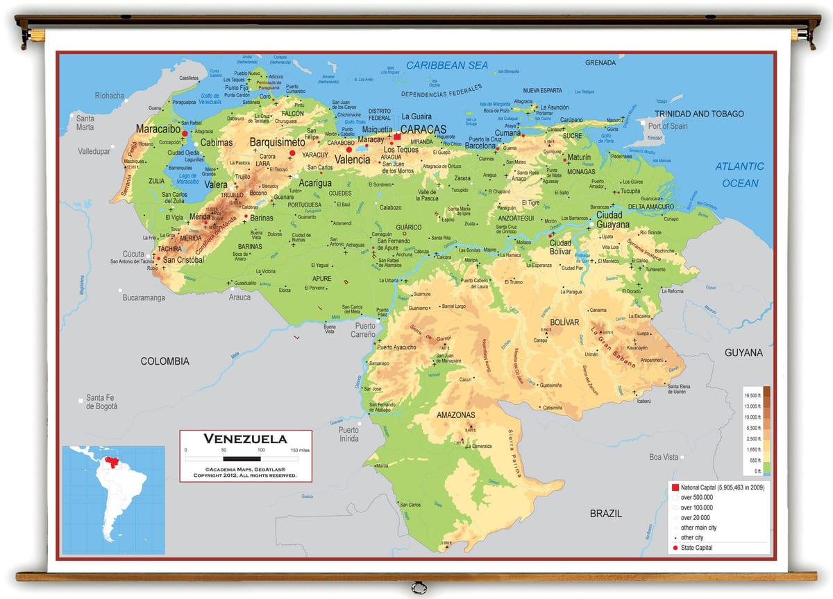 venezuela yükseklik haritası 